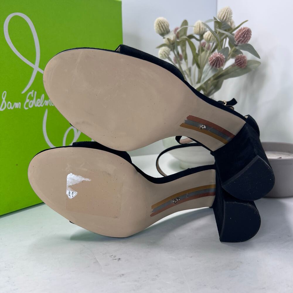 Sam Edelman Robyn Leather Ankle Strap Heel Black I3433L3002 Women 10.5M Tried On - Picture 9 of 11